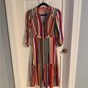 Vilagallo Colorful Striped Long Sleeve Dress